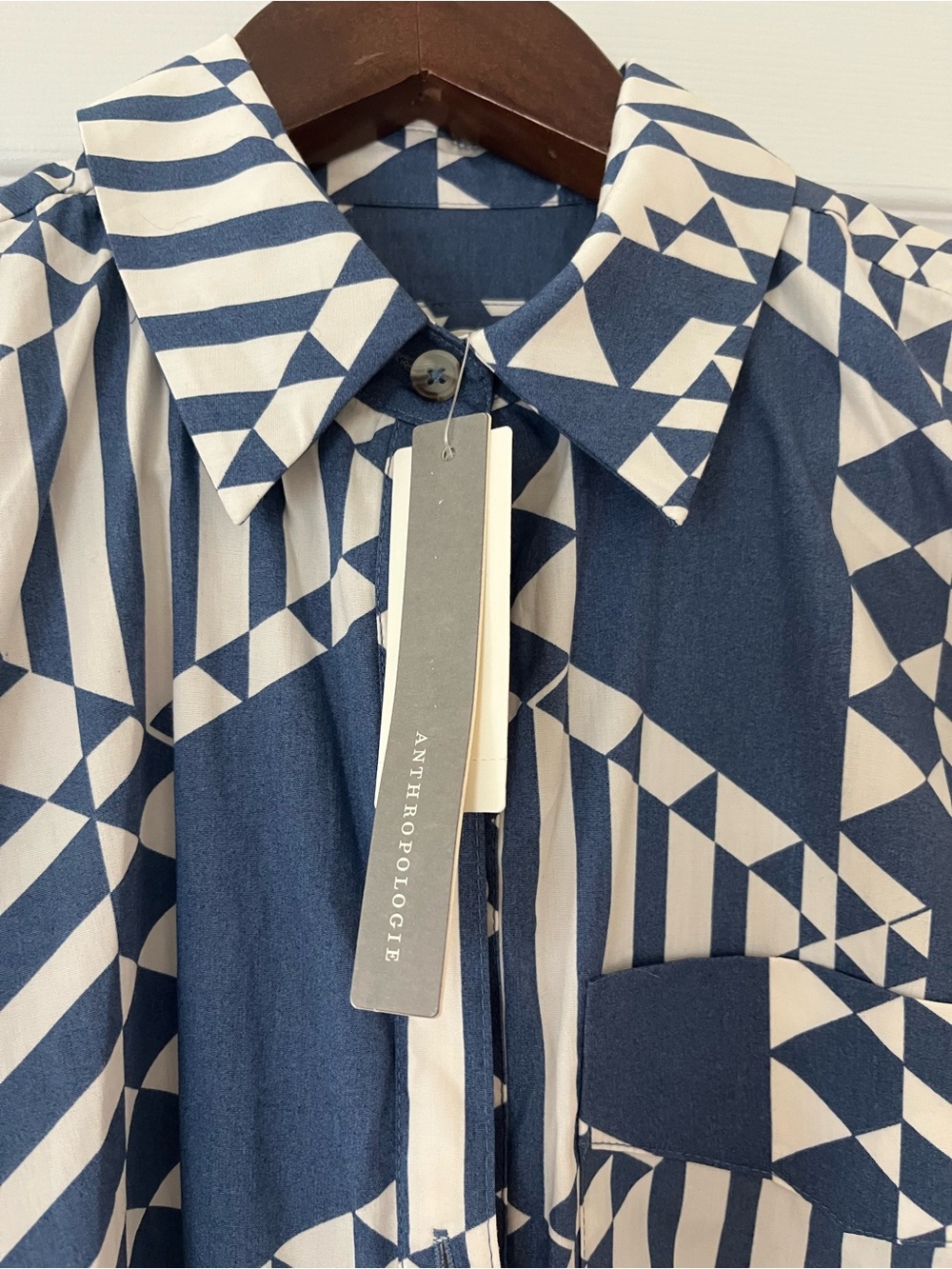 Wedgwood Navy and White Geometric Shirt Dress Maeve, Anthropology - Picture 4 of 7